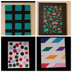Handpainted Bulk Lot Of 4 Abstract Original Acrylic Painting Wall Decor Signed